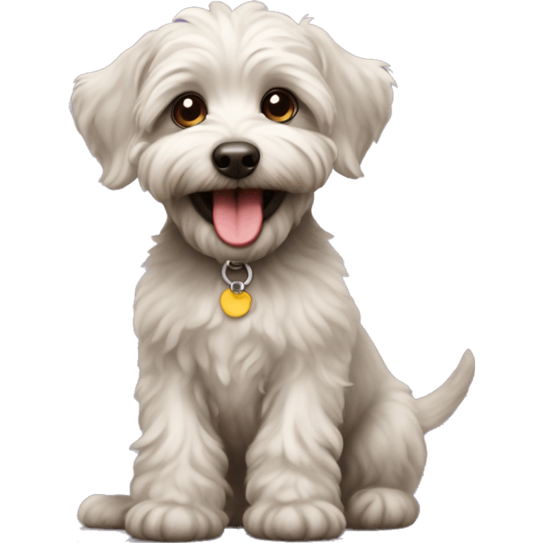 Schnoodle smiling/panting sitting  emoji