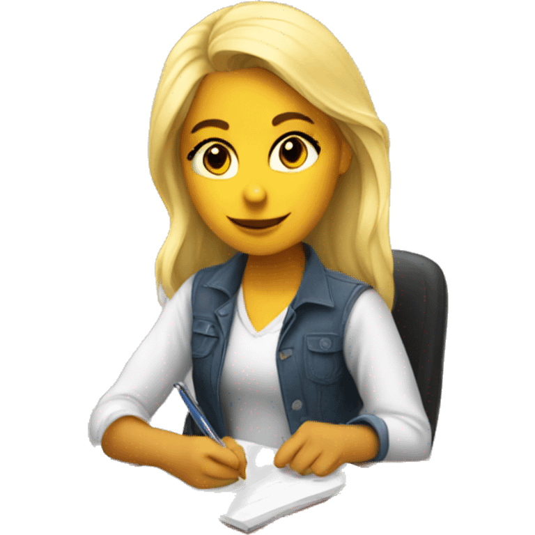 blonde girl doing homework  emoji