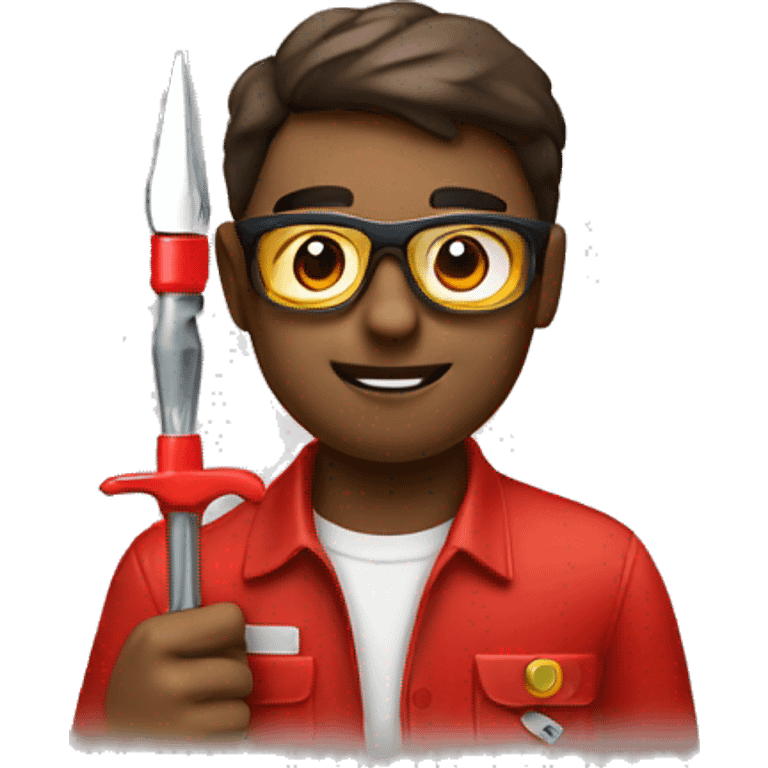 brown electrician with golden glasses with a red screwdriver in his hand emoji