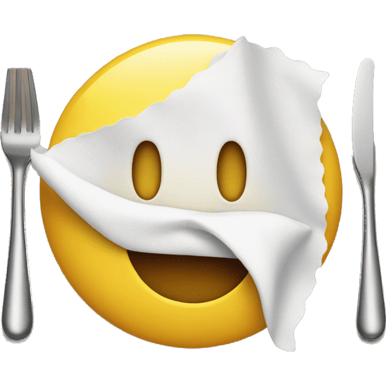 smiley emoji wiping his mouth with a napkin after good meal emoji