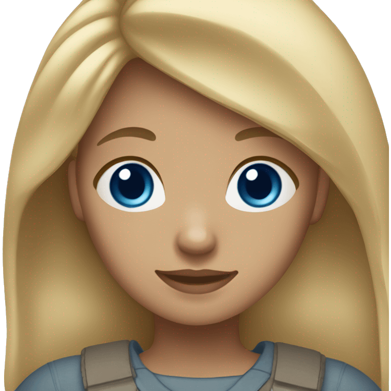 Girl with medium light skin tone, blue eyes, and light brown hair with blonde highlights.   emoji