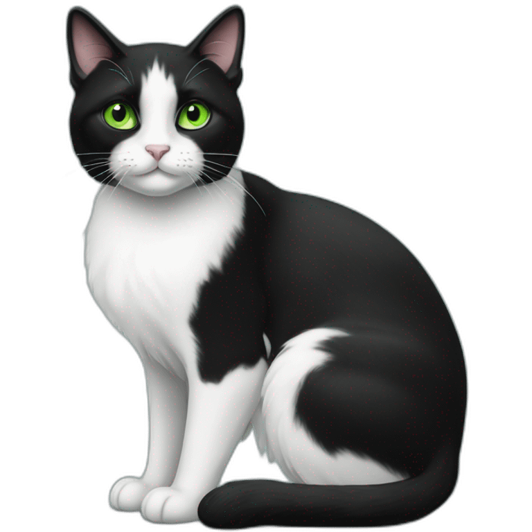 Black-and-white-tuxedo-cat-green-eyes emoji