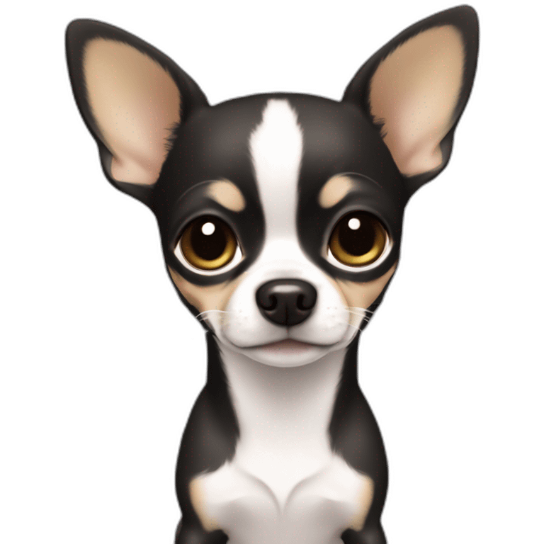 girly chihuahua color caqui with a white line in her head and her pupil is full black and white emoji