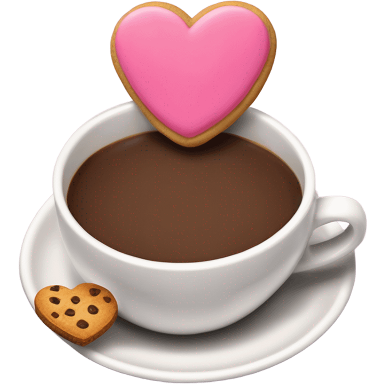 Quiero que unas el emoji de la taza de café ☕️ junto a este emoji de corazón rosa💖 y el emoji de la galleta chip🍪 emoji