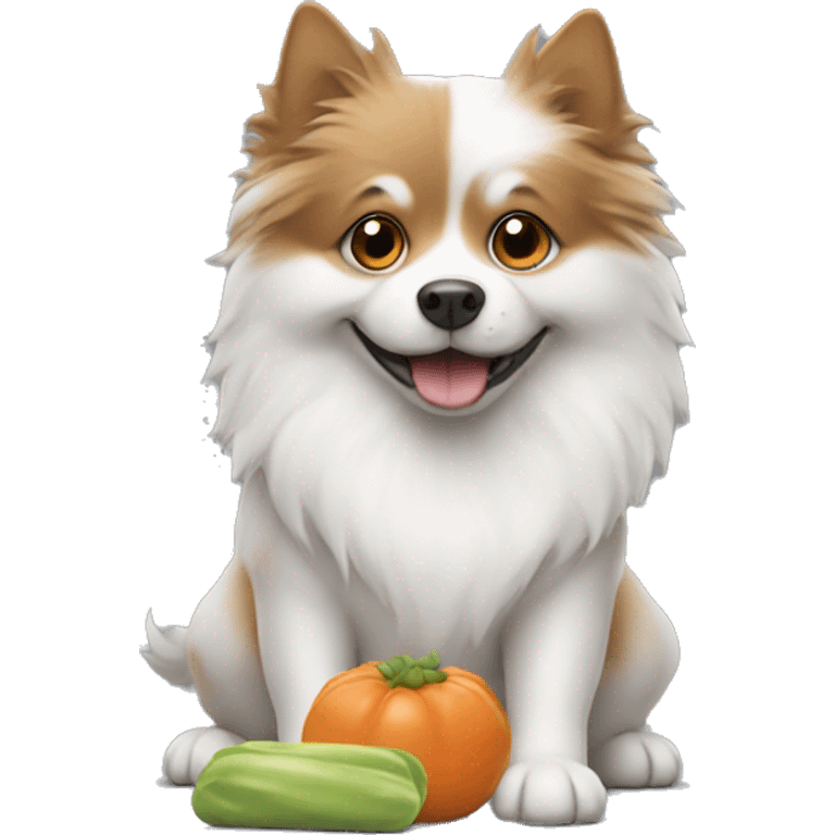 Spitz dog with food emoji