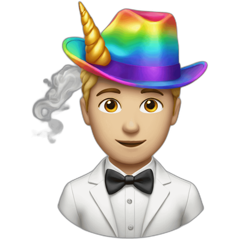 Posh-boy-with-smoking-and-rainbow-unicorn-hat emoji