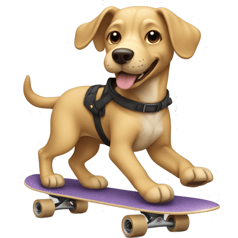 Beige dog riding on skateboard emoji