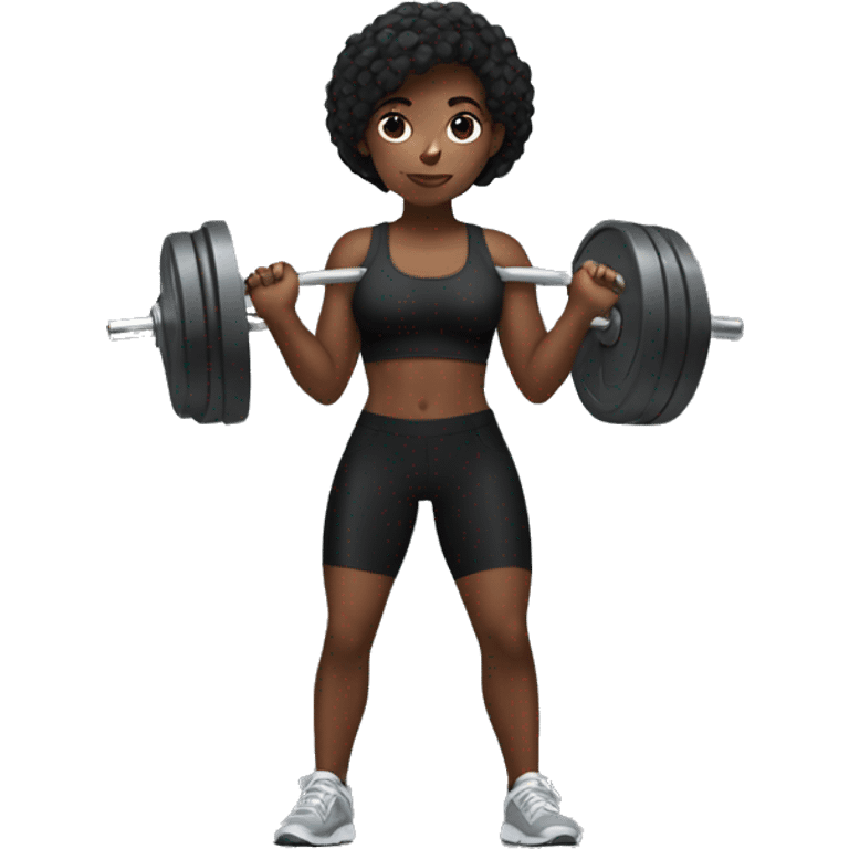 Girl black outfit lifting weights  emoji