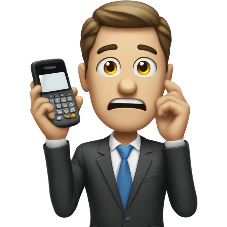 frustrated salesman with phone. hand on his face emoji