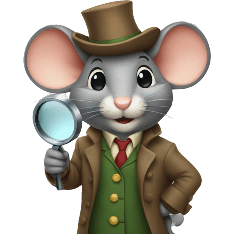 mouse detective holding a magnifying glass emoji