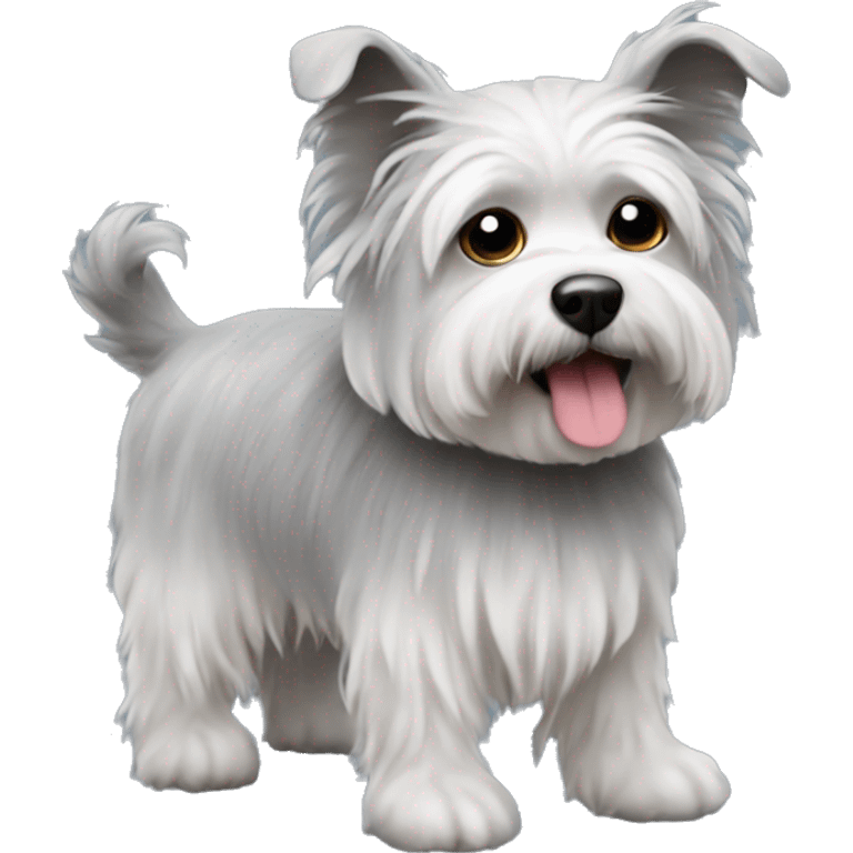 Grey Small Dog with fluffy fur. A mops and terrier mix emoji