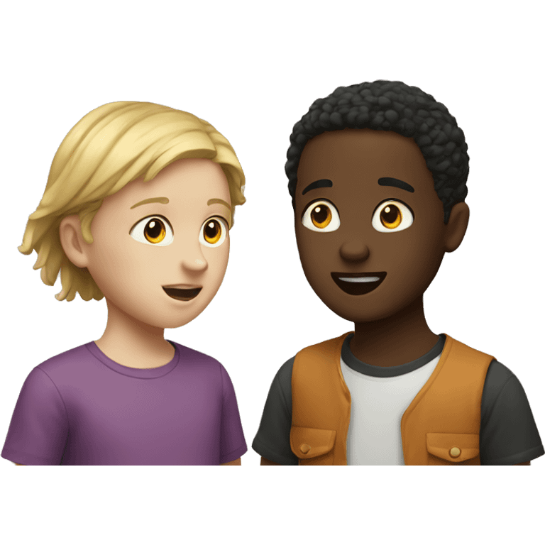 a conversation between two white children emoji