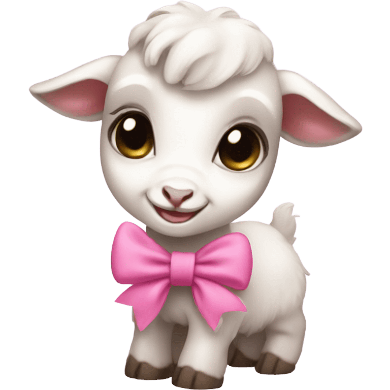 Baby goat girl with pink bow emoji