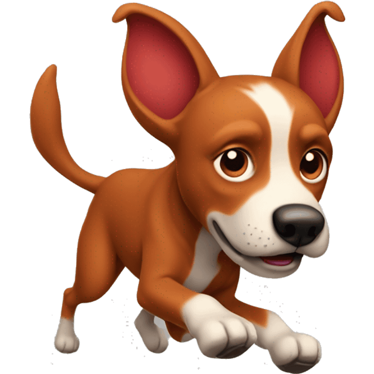 solid red dog with pointed ears running emoji