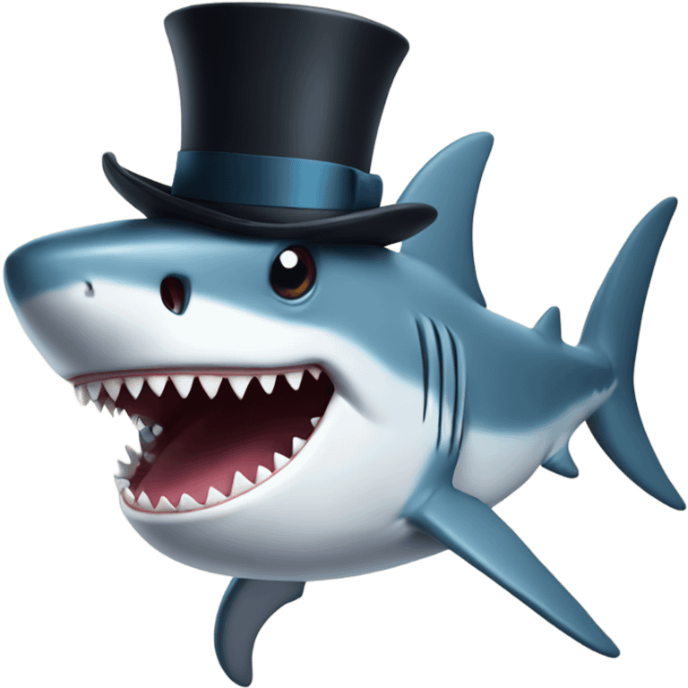 Shark with a top hat emoji