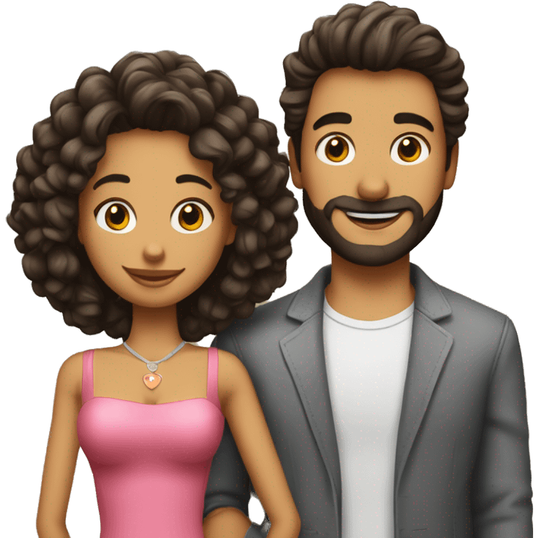 Pareja de chico de pelo rizado y chica pelinegra emoji