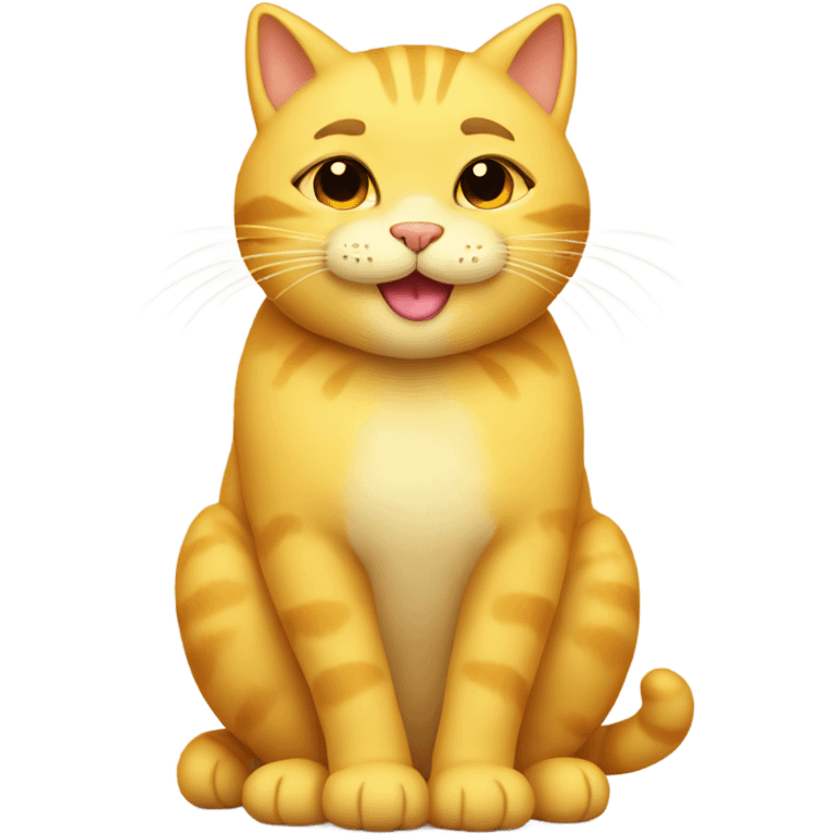 Cozy yellow cat with smiling face  emoji