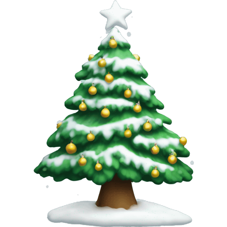 Christmas tree with white snow falling emoji