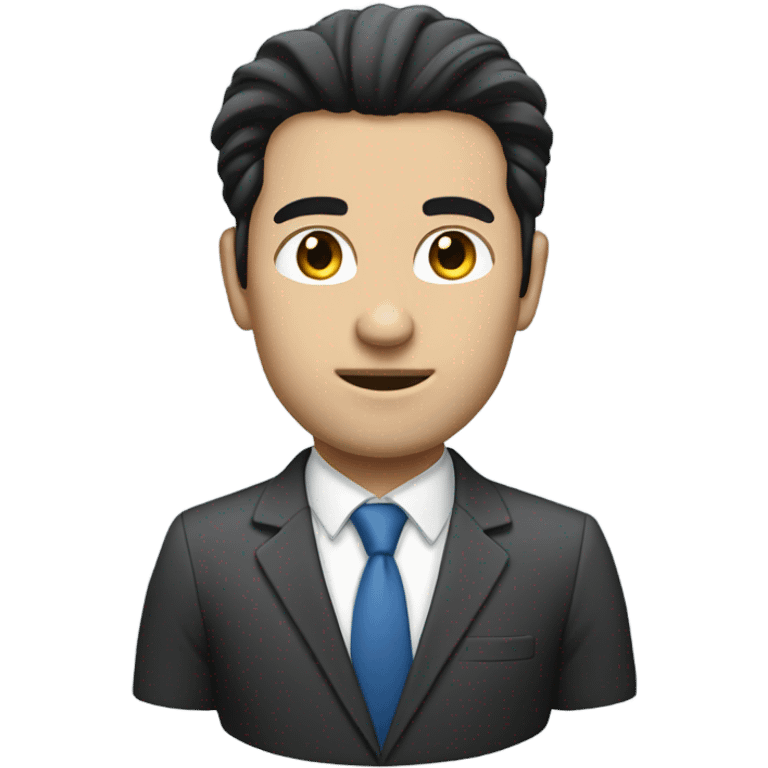 caucasian businessman black fluffy straight hair emoji