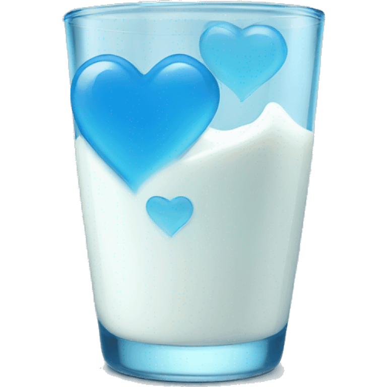 Blue heart glass with milk emoji