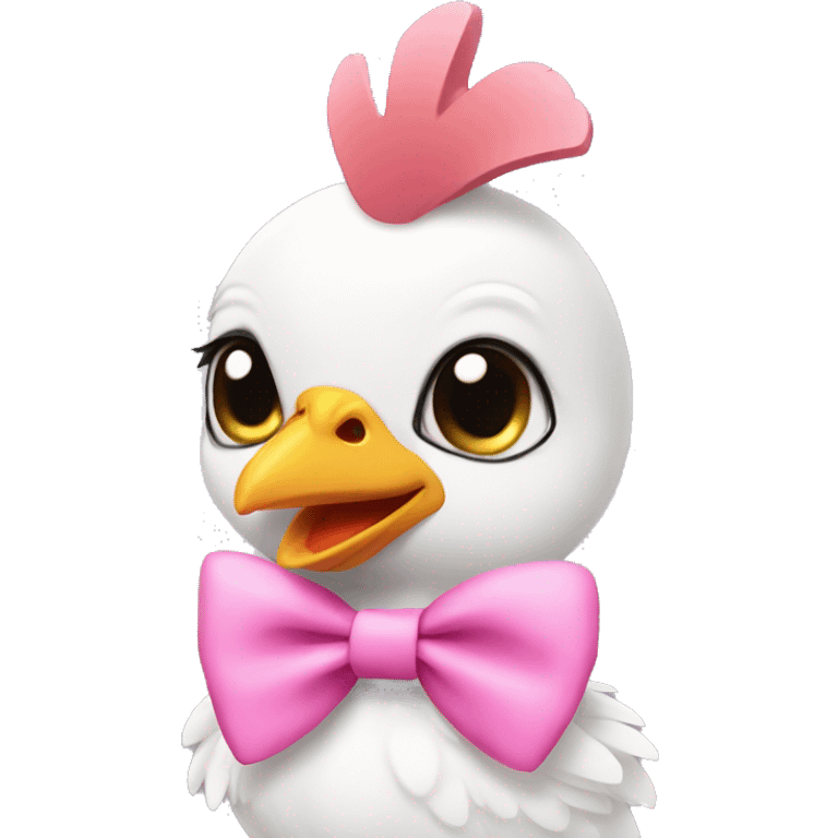 Baby doctor chicken with pink bow on the head  emoji