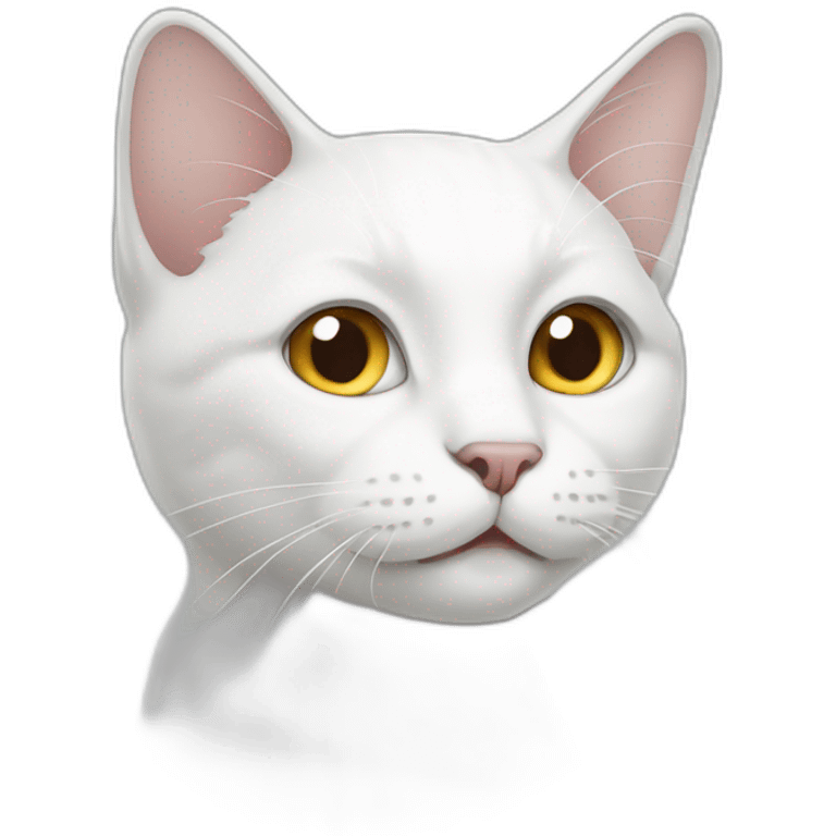 white cat with grey ears and nose emoji