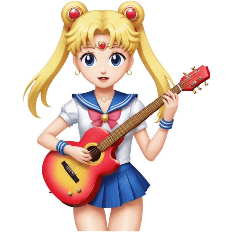 Sailor moon playing guitar  emoji