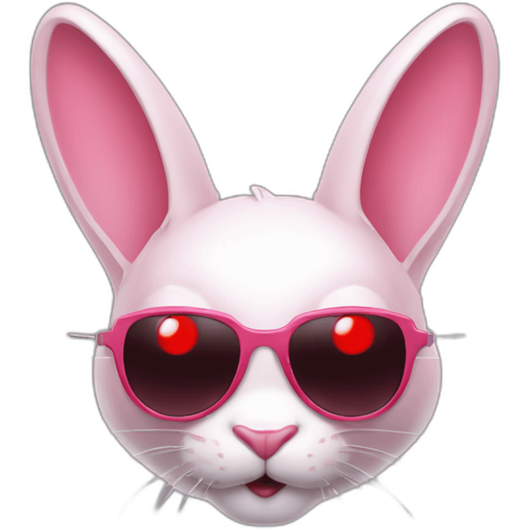 pale pink rage rabbit with red eyes cyberpunk sunglasses emoji