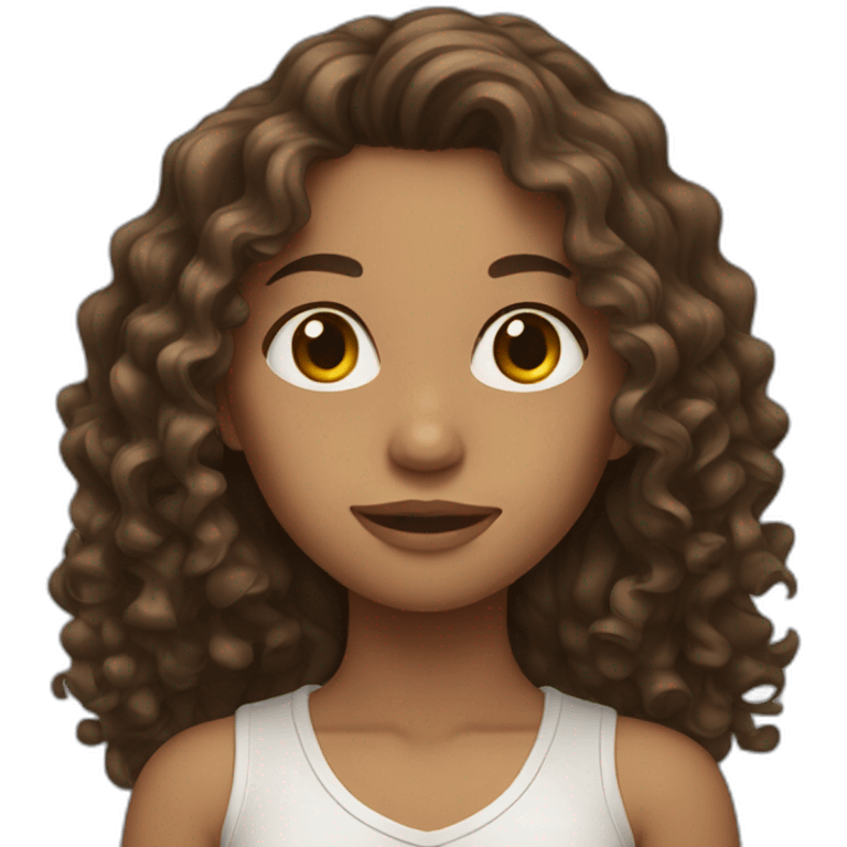 Girl with long curly brunette hair emoji