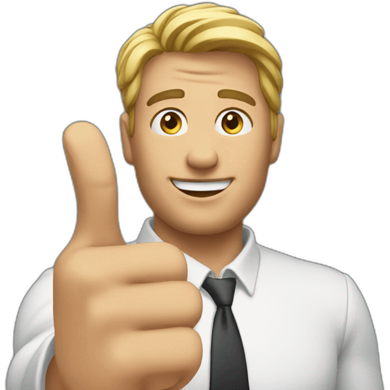 Man with his hand up ready to snap looking happy emoji