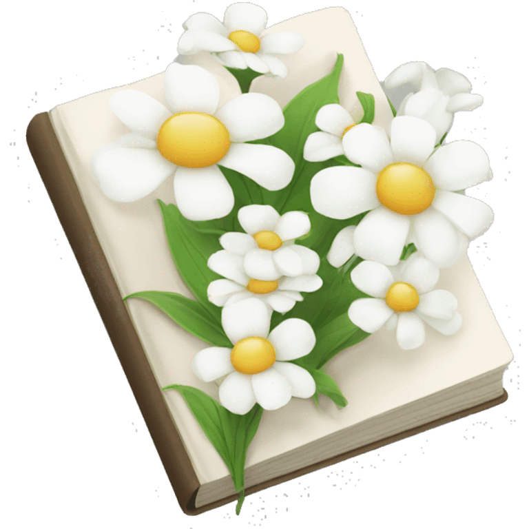 book with white flowers emoji