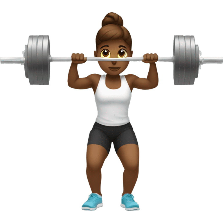 girl doing barbell back squat emoji