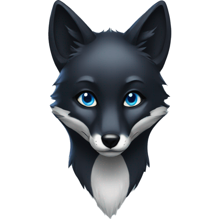 Black fox blue eyes emoji