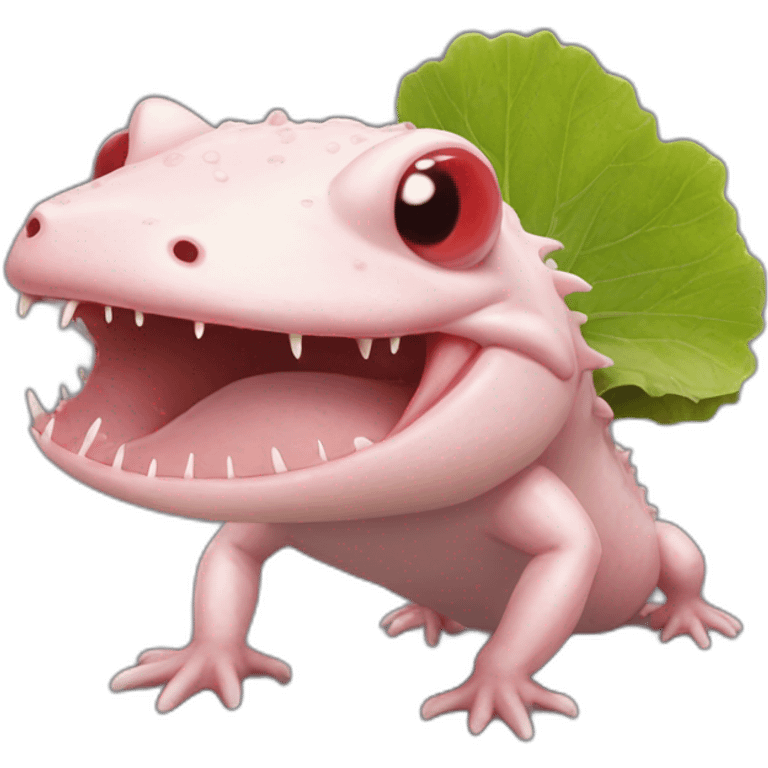 Axolotl eating with a fox méat emoji