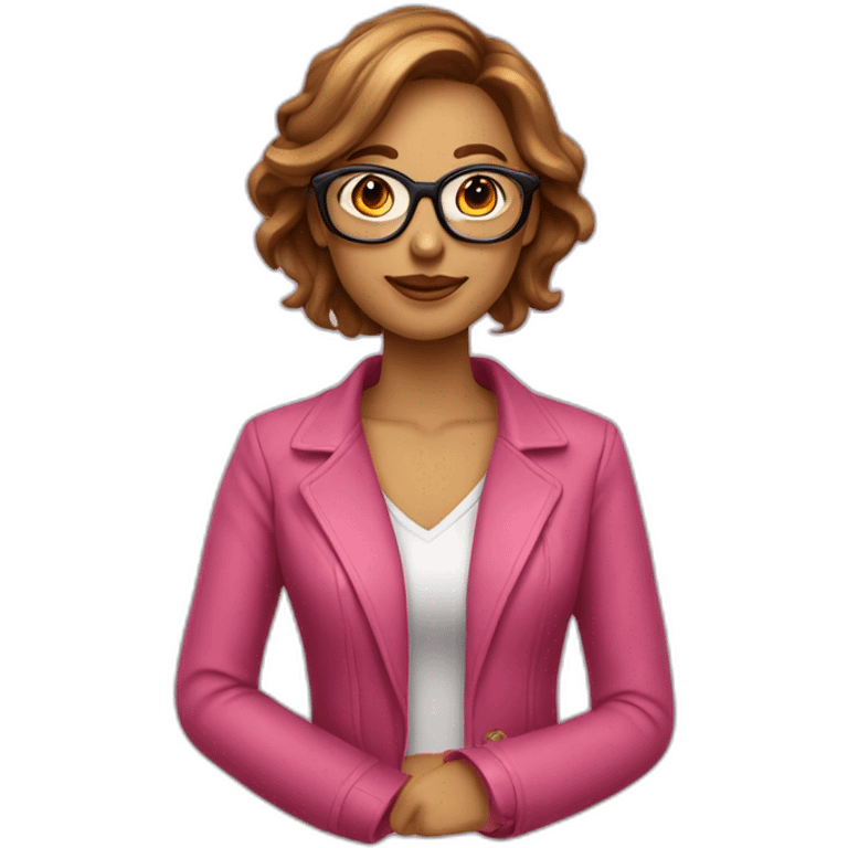 femme chatain a lunette rose doré emoji