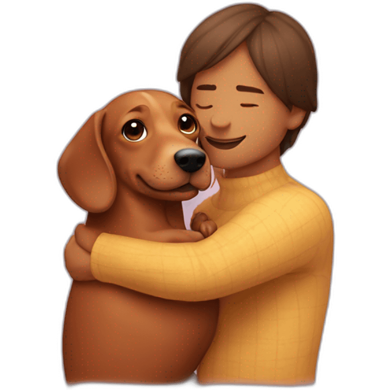 wiener dog hugging human emoji