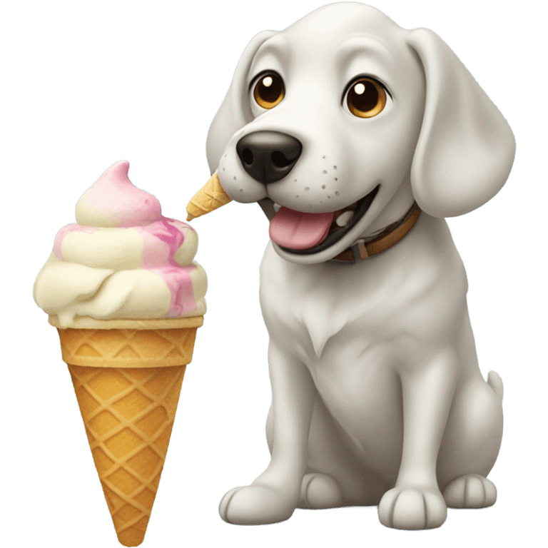 Dog eating ice cream emoji