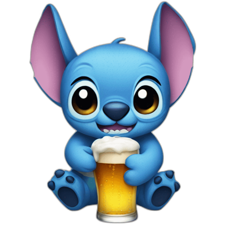 Stitch drinks beer emoji