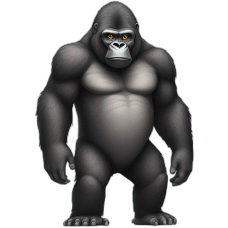 gorilla with large feet standing up with the face of an owl emoji