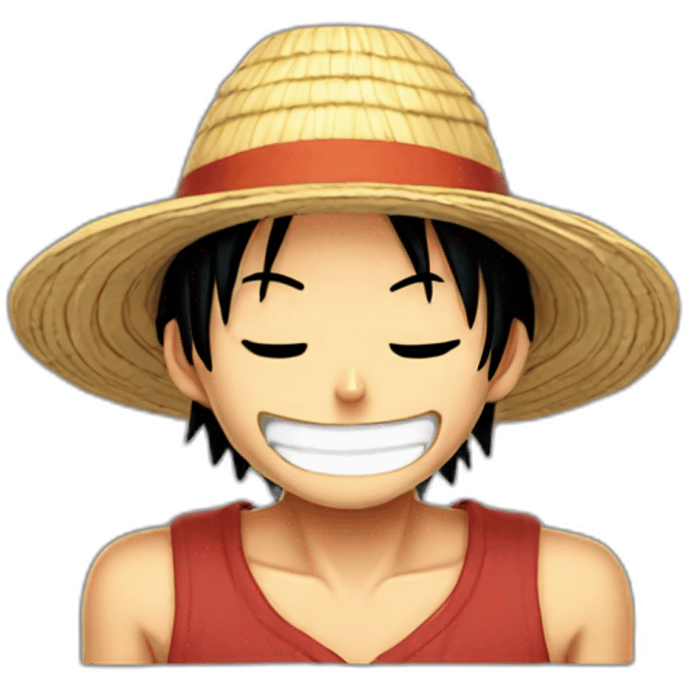 Luffy with his straw hat smiling with closed eyes emoji