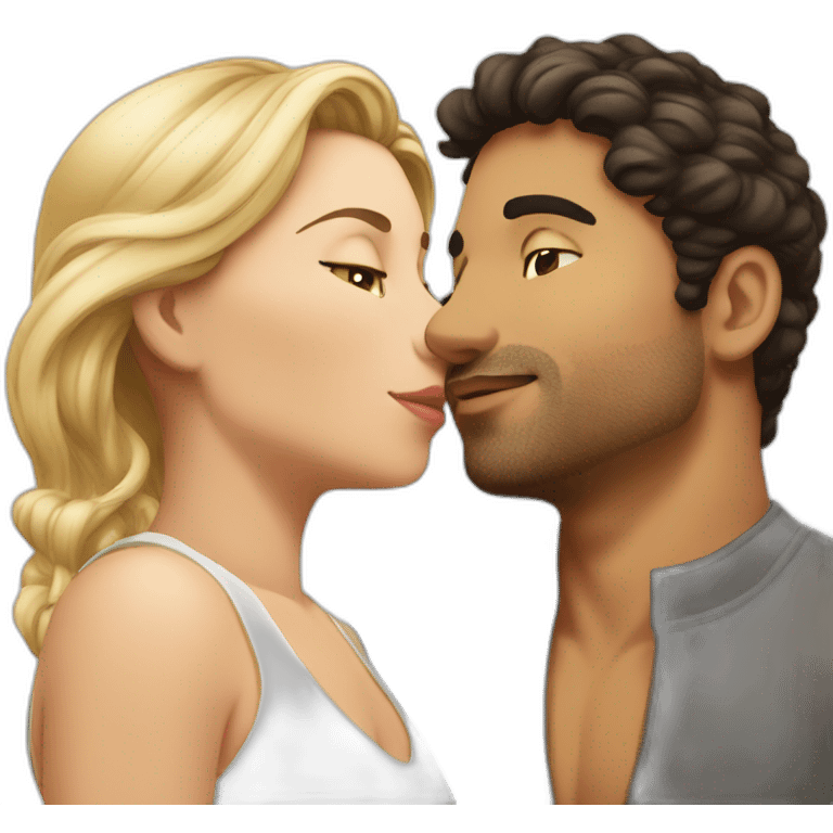 latino man white woman kissinb emoji