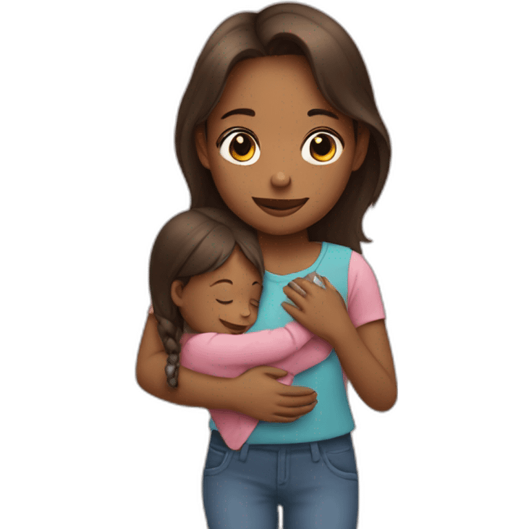 The girl in her arms has a child emoji