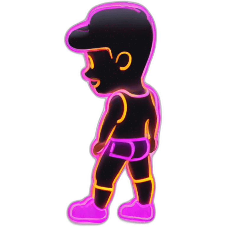 Juicy booty neon sign style man emoji