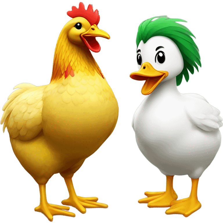 A chicken and a duck is  emoji