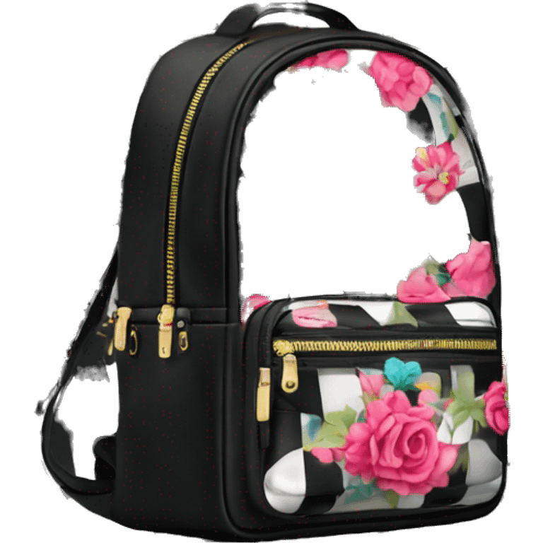 Sprayground checkered bag with flowers emoji