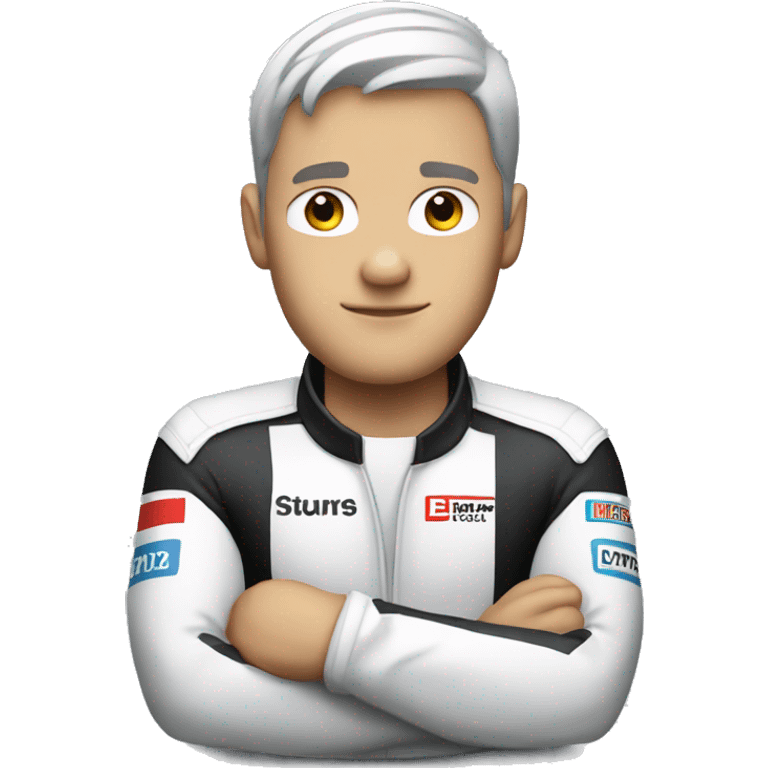 white skin F1 racer  arms folded emoji