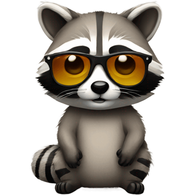 Cute raccoon with sunglasses emoji