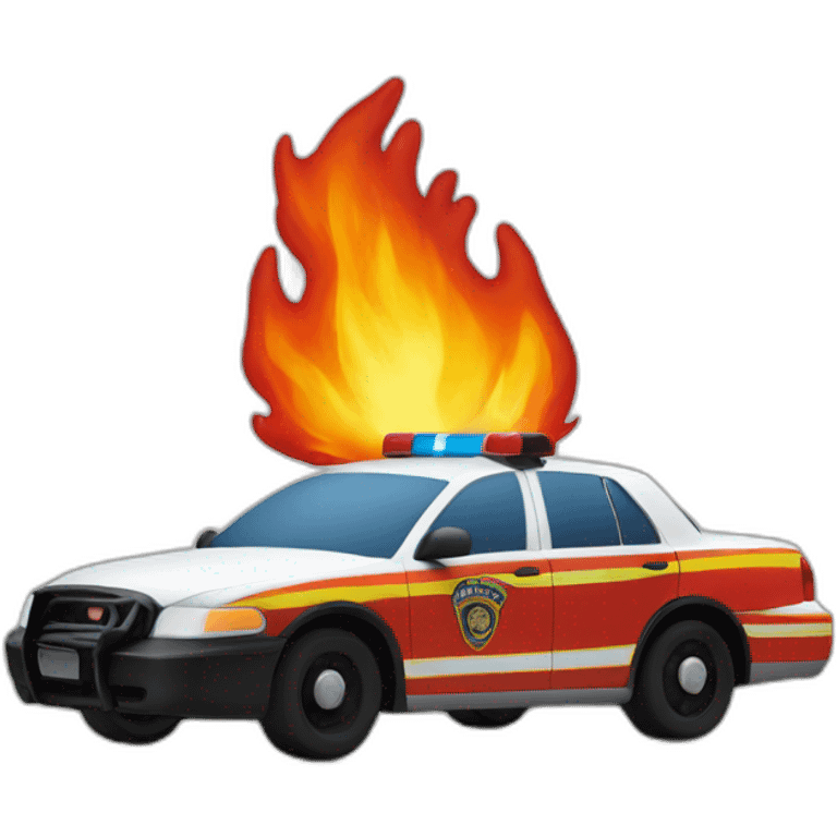 on fire police car emoji