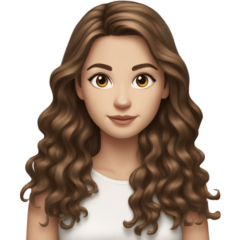 Beautiful realistic White girl hazel eyes with long voluminous brown hair with brown highlights balayage  emoji