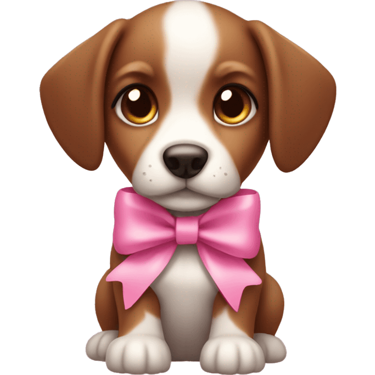 cute brown puppy with pink bow emoji